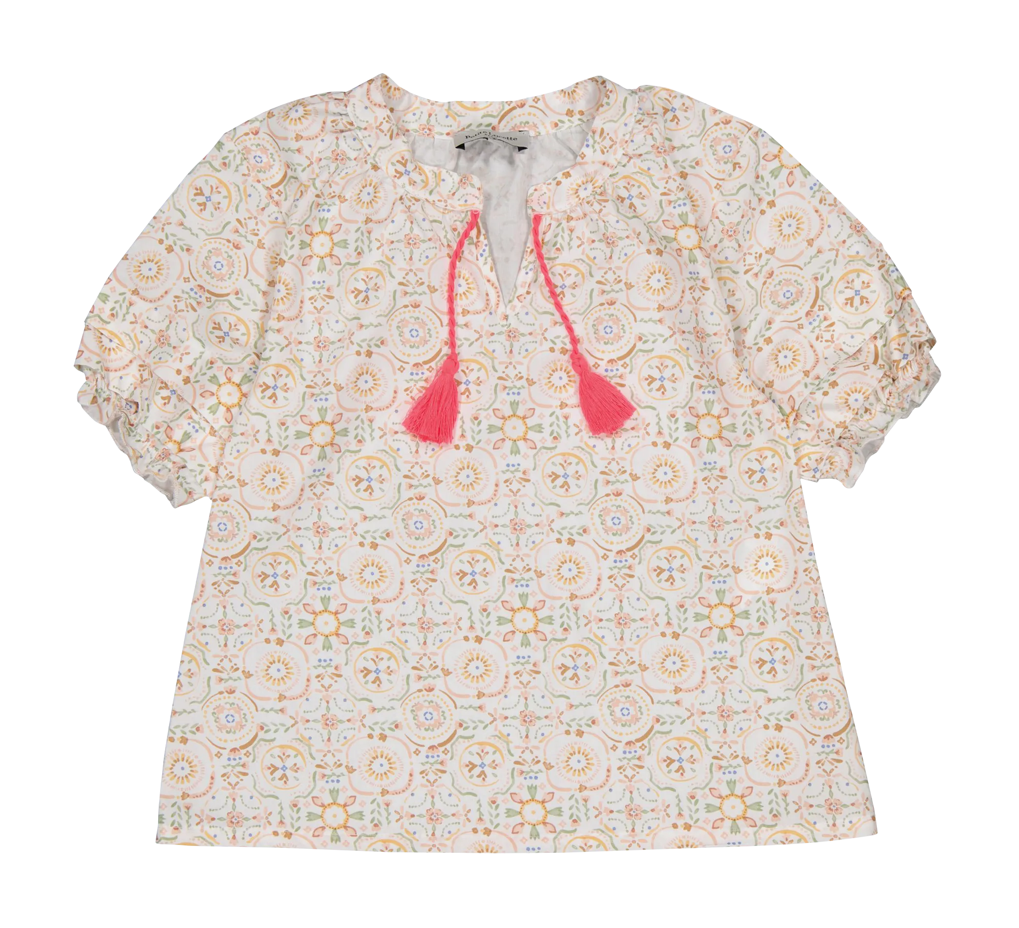  PETITE LUCETTE   CECILE - Blusa collo serafino stampata in cotone bio | Beige