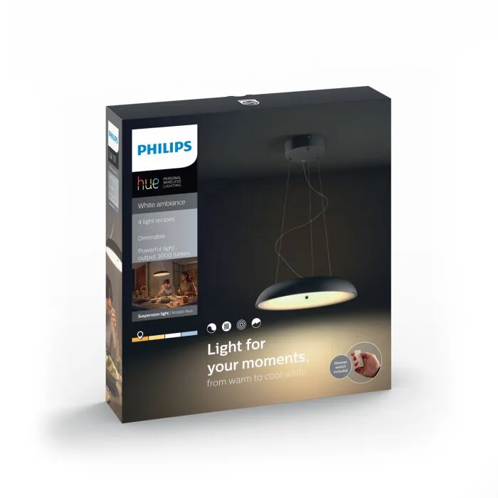 Philips Hue Ambiance White Amaze Lampada a Sospensione LED Nero, 1-Luce, Telecomando