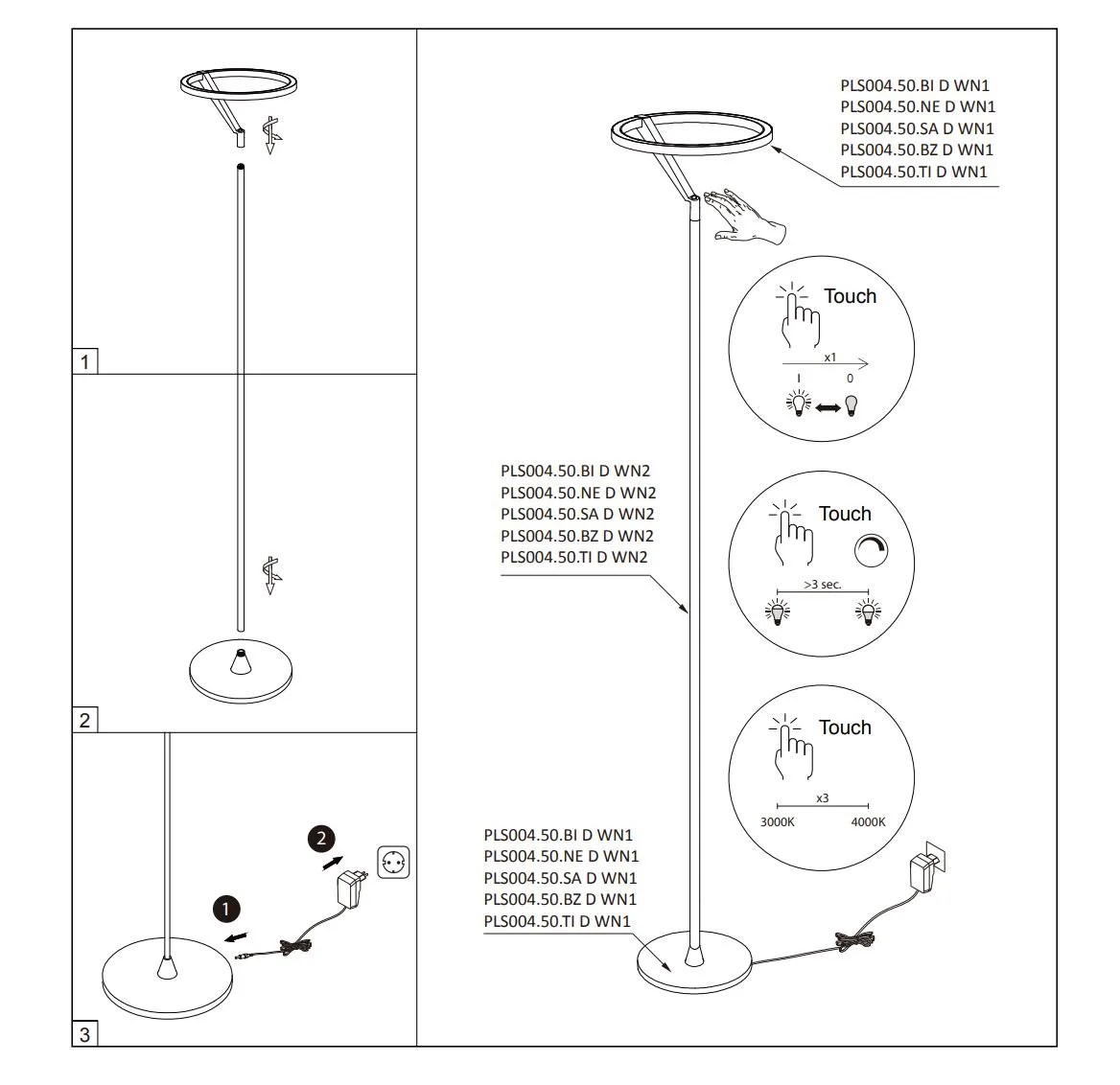 Piantana Design Moderno Meridiana Vivida Led 27w Touch Dimmer 3000k- 4000k