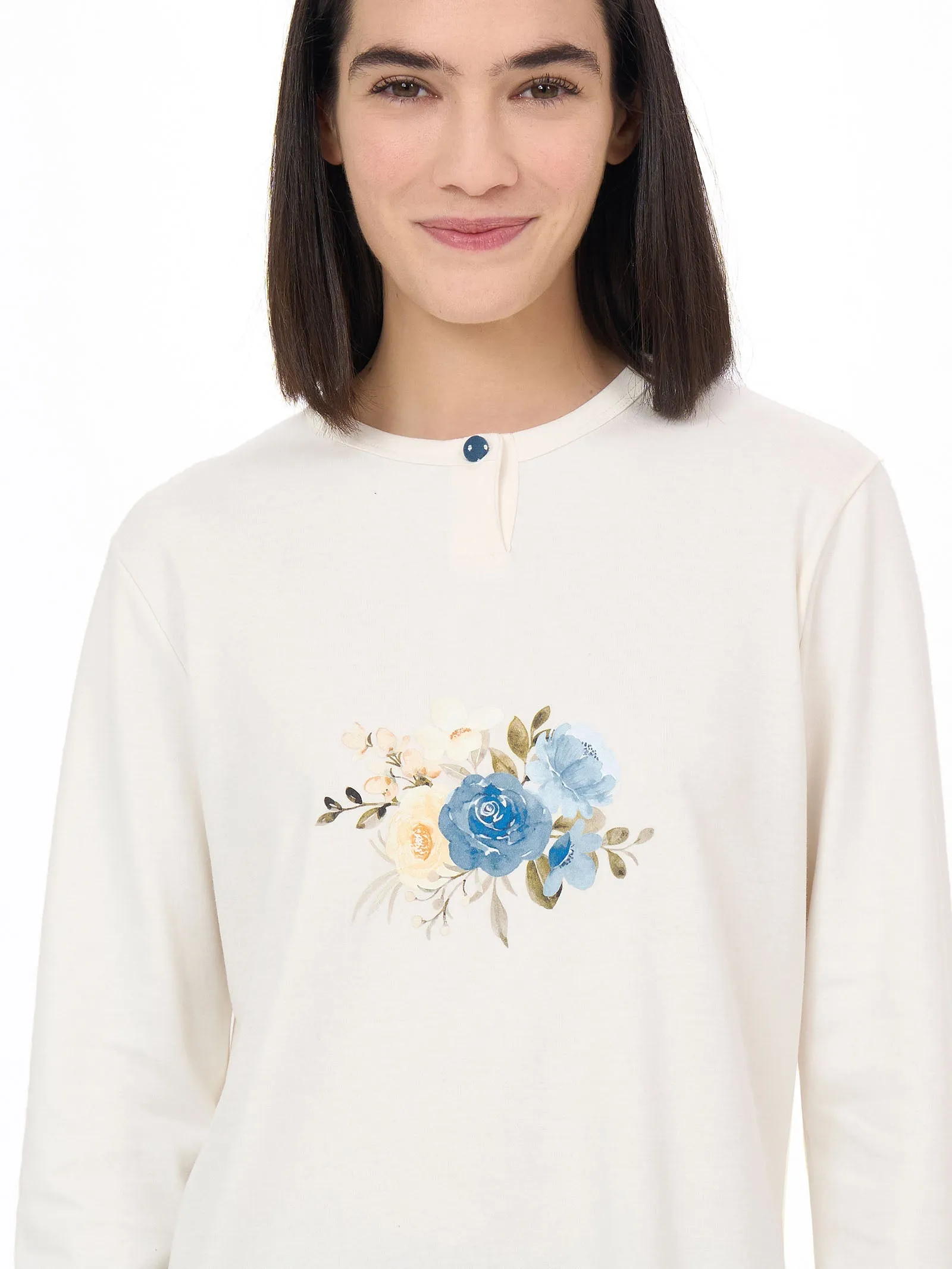 Pigiama serafino in interlock di caldo cotone - Fant. Forget Me Not