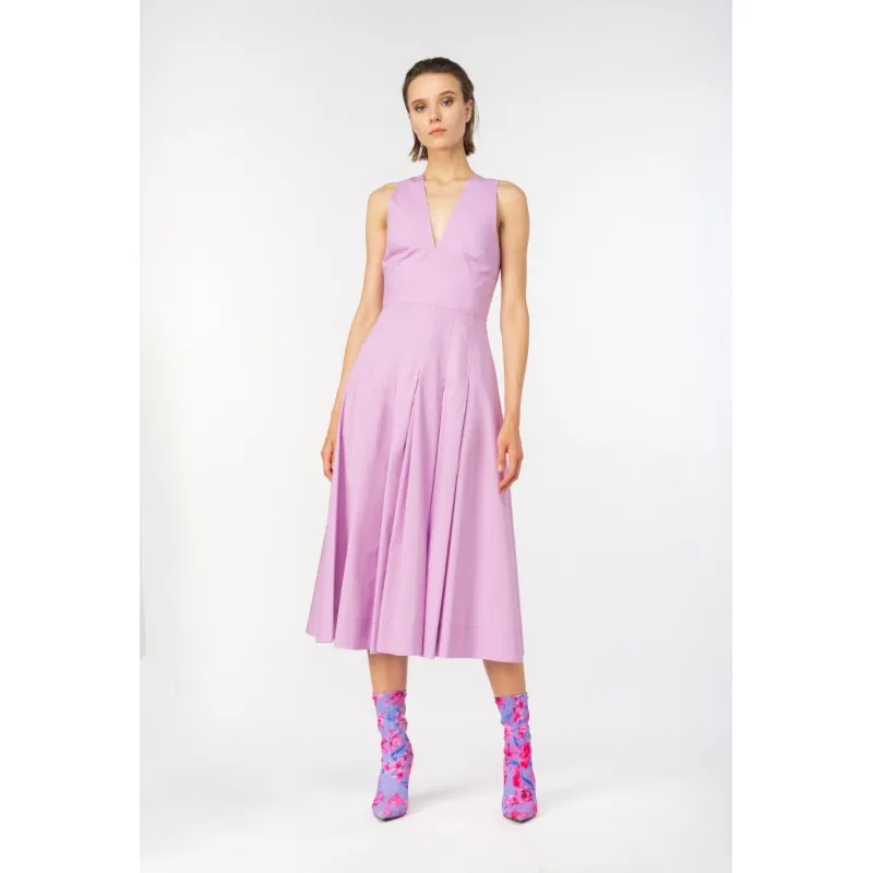 PINKO abito ADORATO a pieghe in popeline PINK