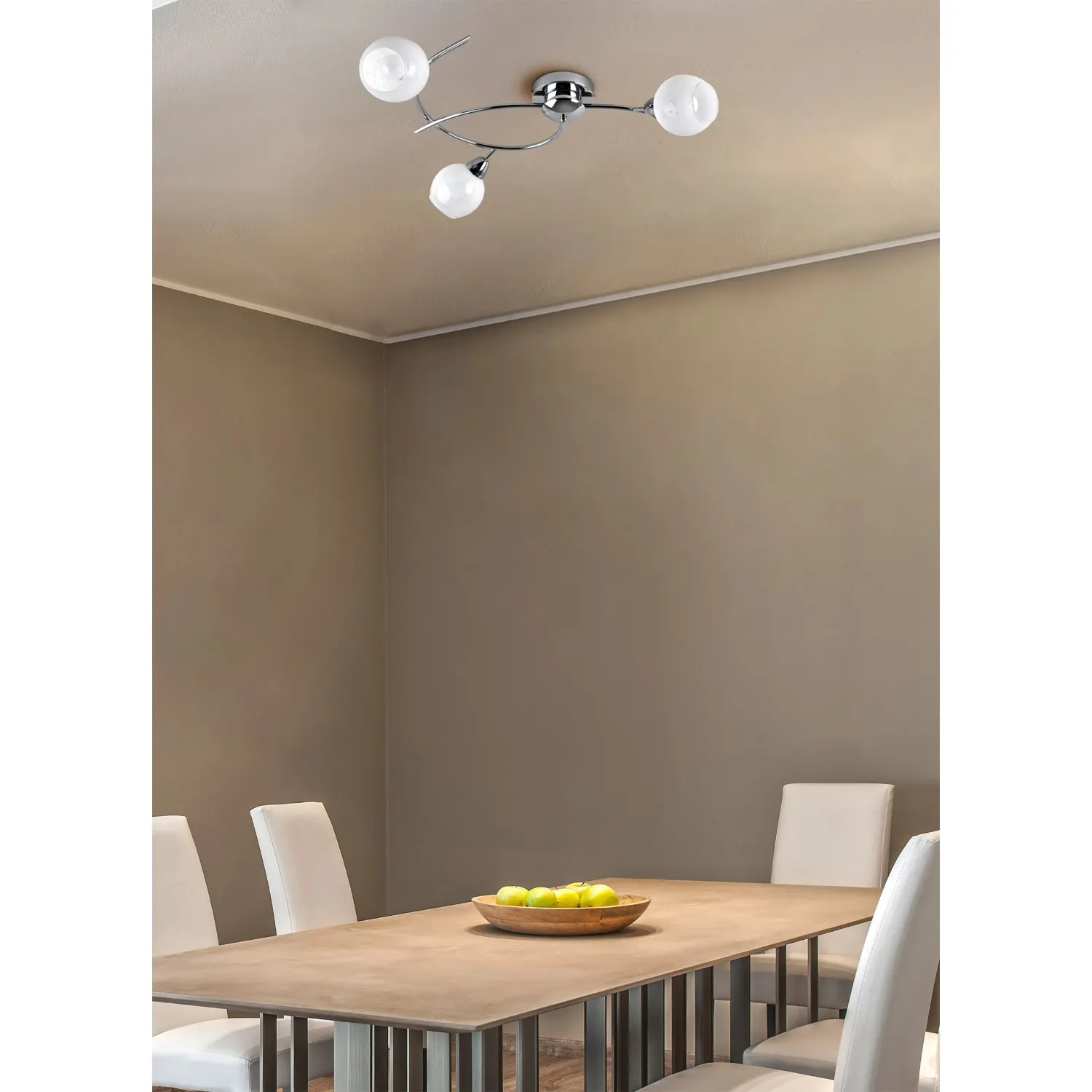 Plafoniera Bolle 3 luci 15x73x72 cm bianco-cromo