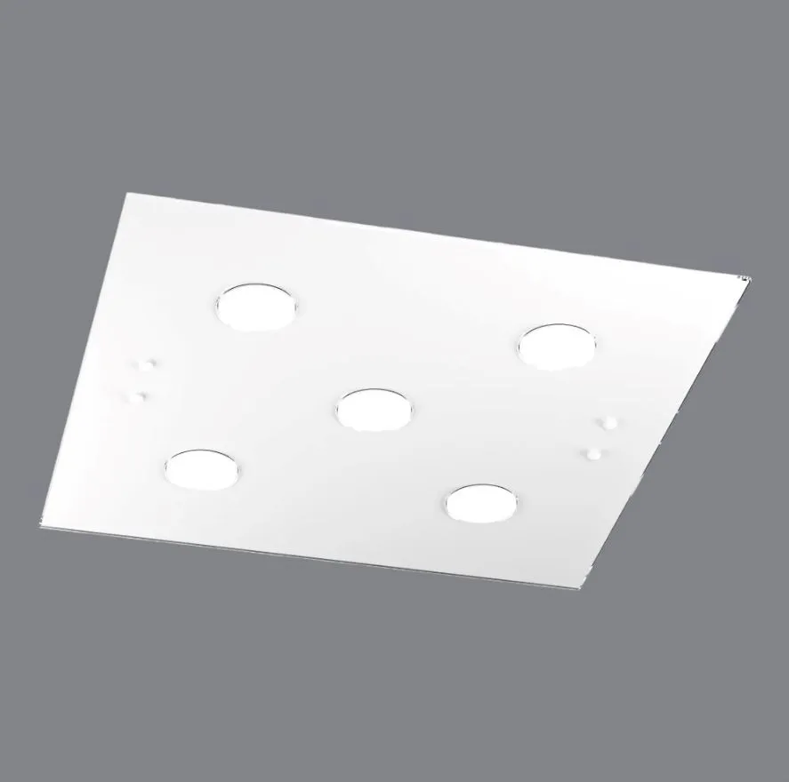 Plafoniera In Vetro Bianco Sottile Per Soggiorno Moderno Path 1141 PL5 Top Light