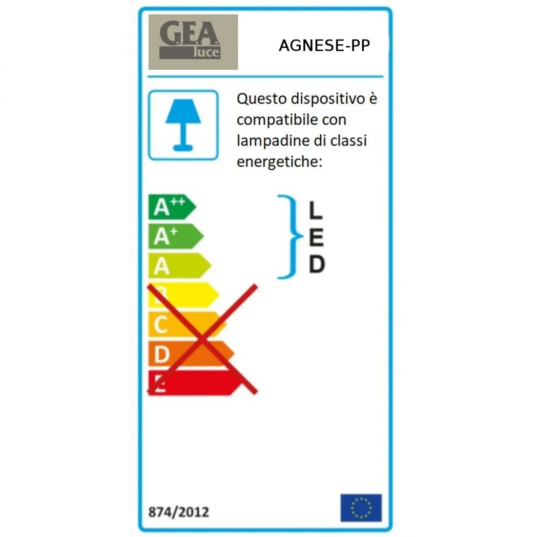 Plafoniera vetro serigrafato Gea Luce AGNESE PP LED lampada soffitto bianco moderna interno E14