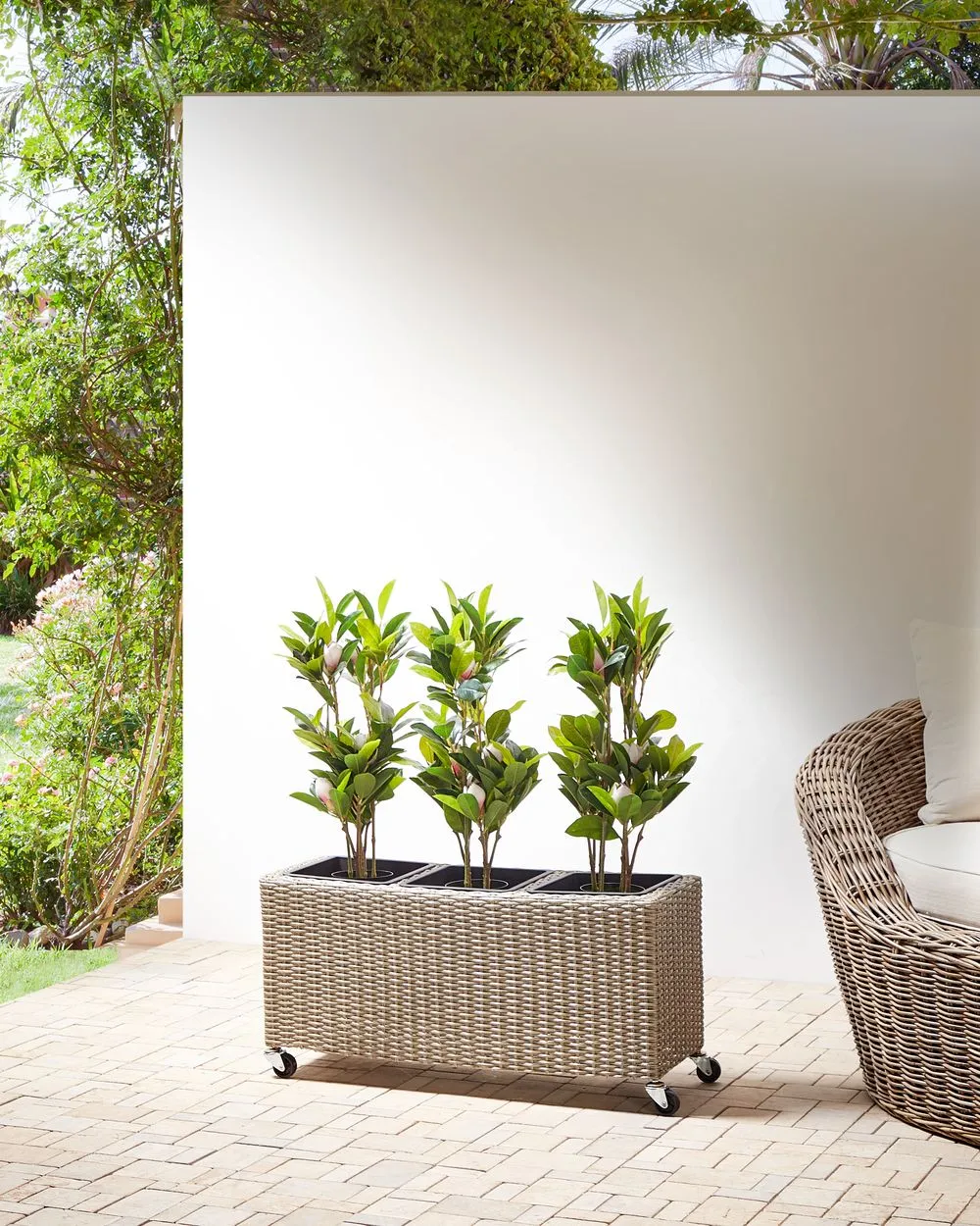 Plant Pot BELLIS PE Rattan 82 cm Light Brown