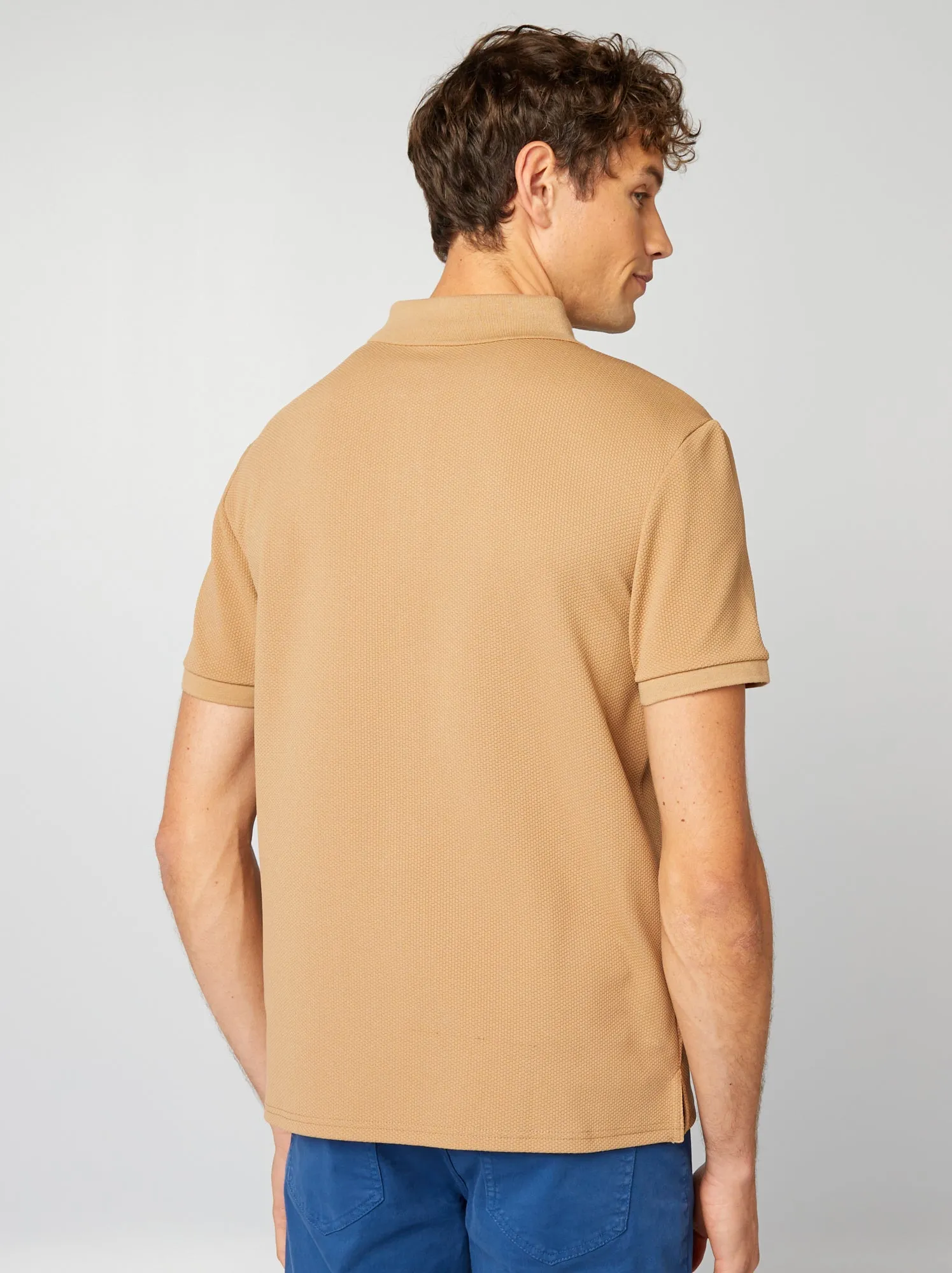 Polo a nido d'ape con zip - BEIGE