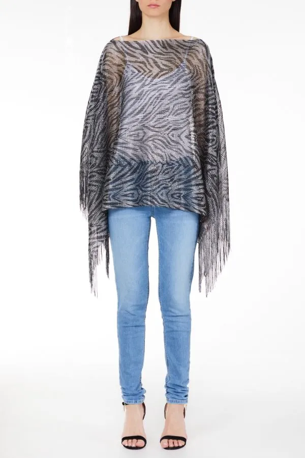 Poncho rete stampa zebra liu jo