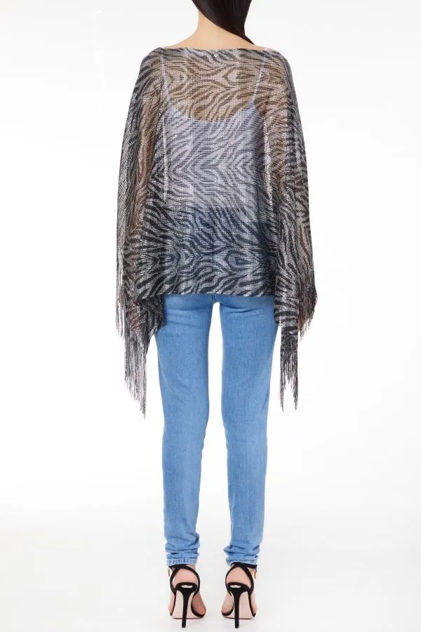 Poncho rete stampa zebra liu jo