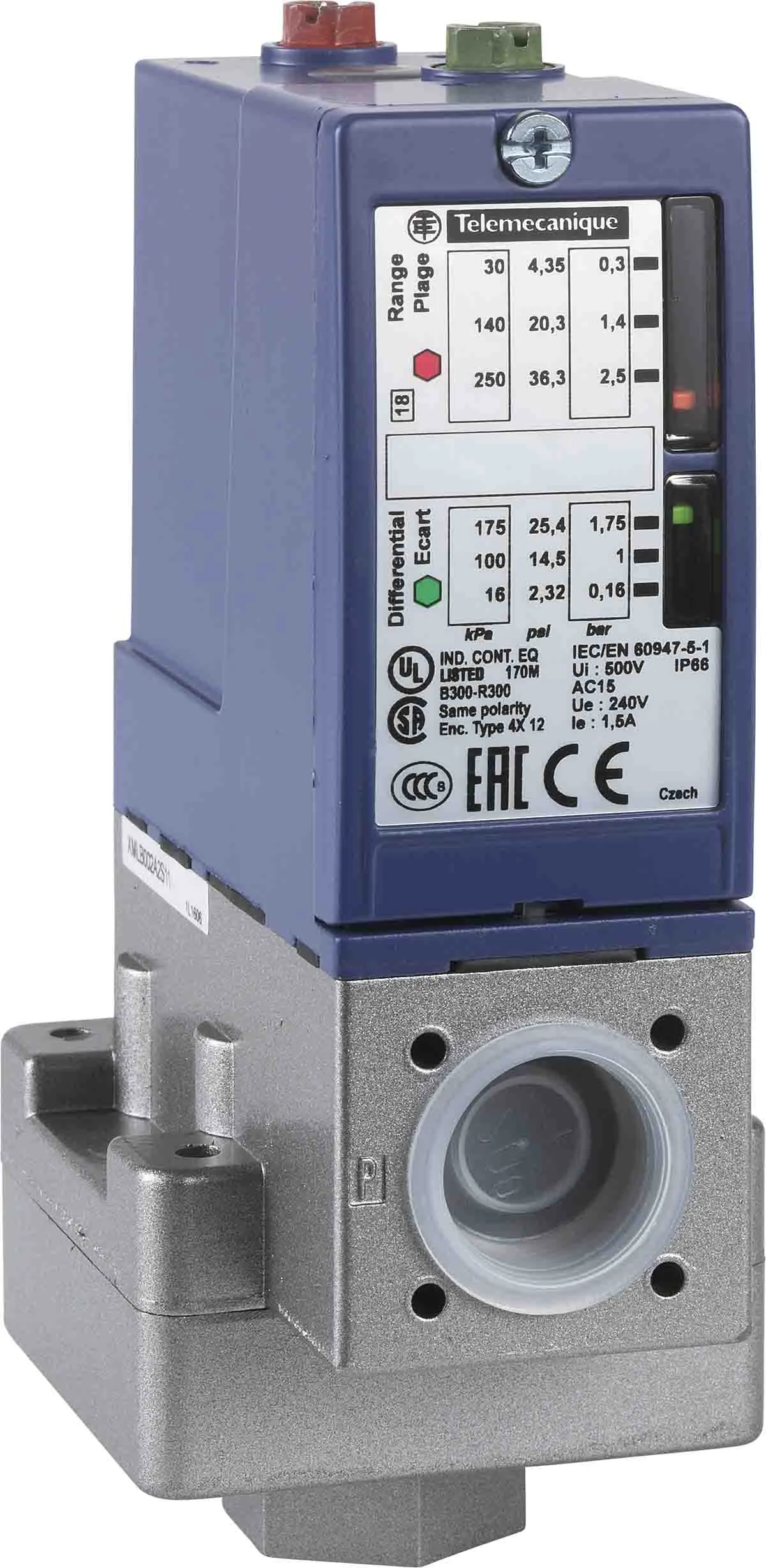 Pressostato Differenziale Telemecanique Sensors, 4bar max, uscita 1 C/O