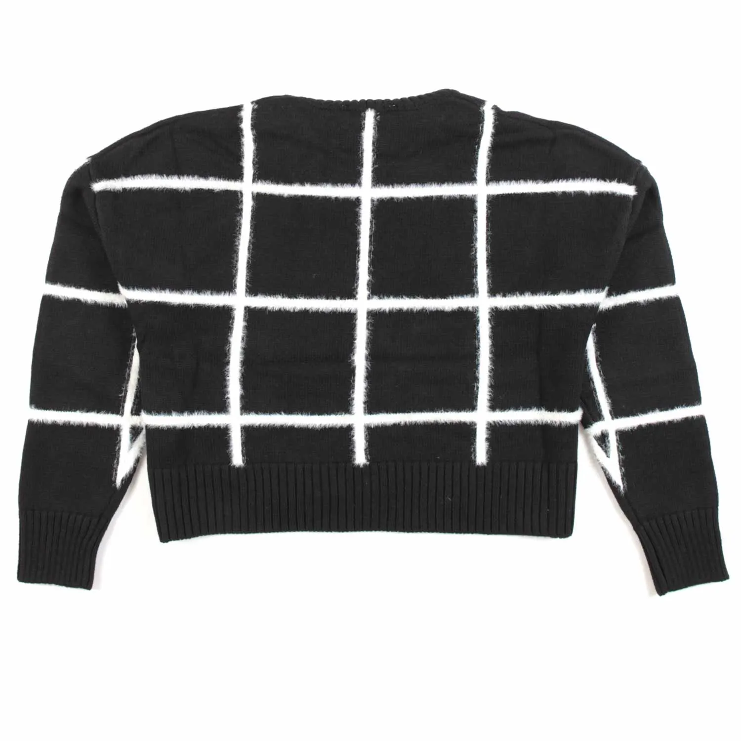 Pullover Cropped Nero E Bianco A Quadri