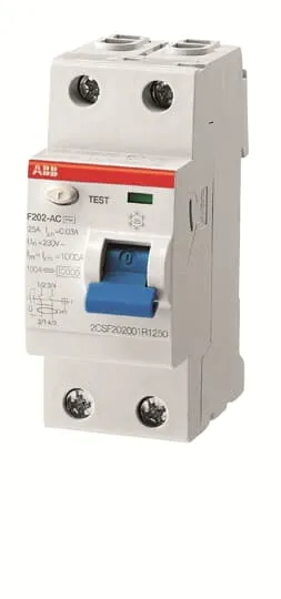 RCCB ABB F200, 2P, 25A, sensibilità 100mA, Tipo AC