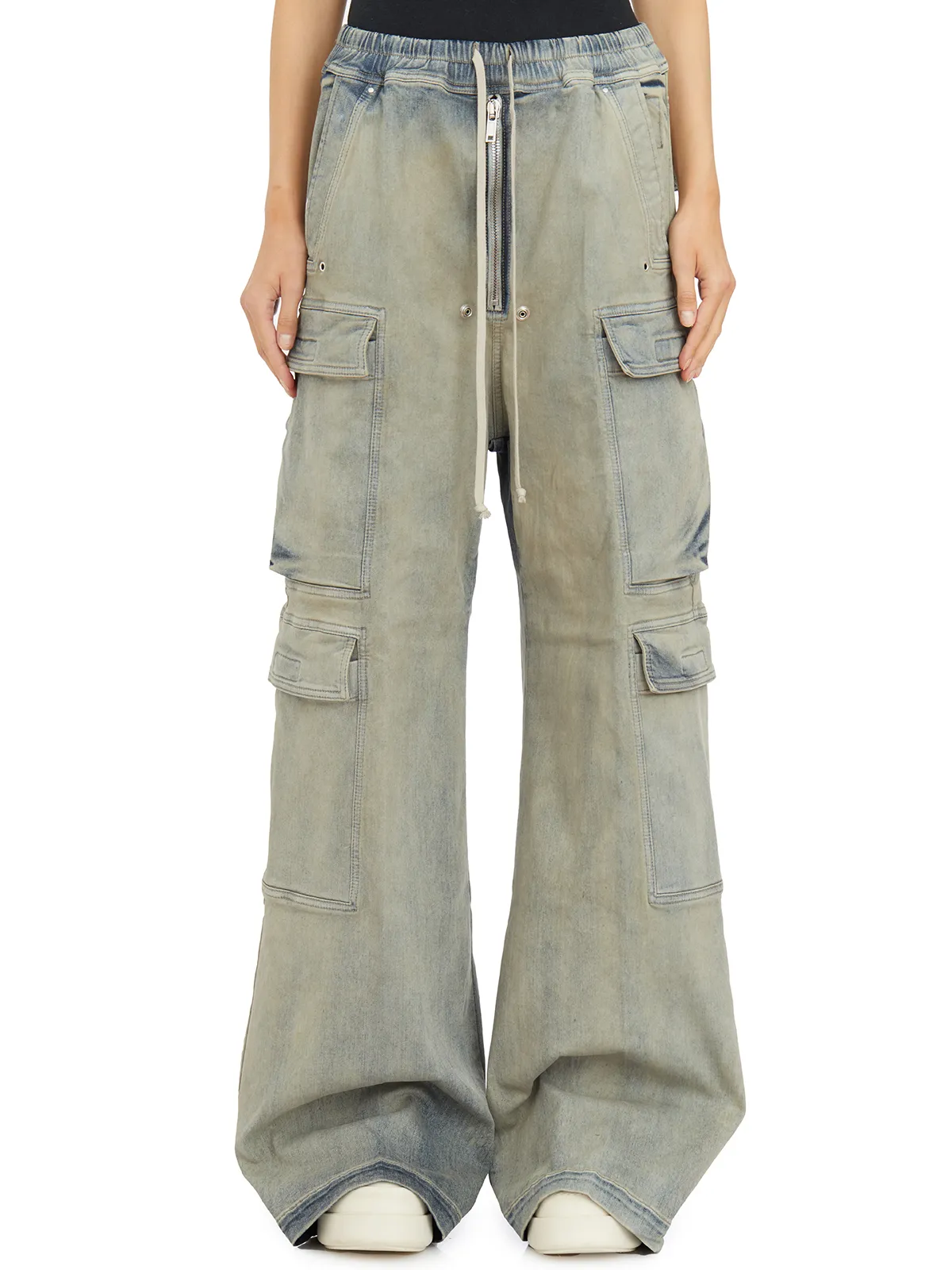 RICK OWENS DRKSHDW  PANTALONI IN DENIM DOUBLE CARGO JUMBO BELAS 