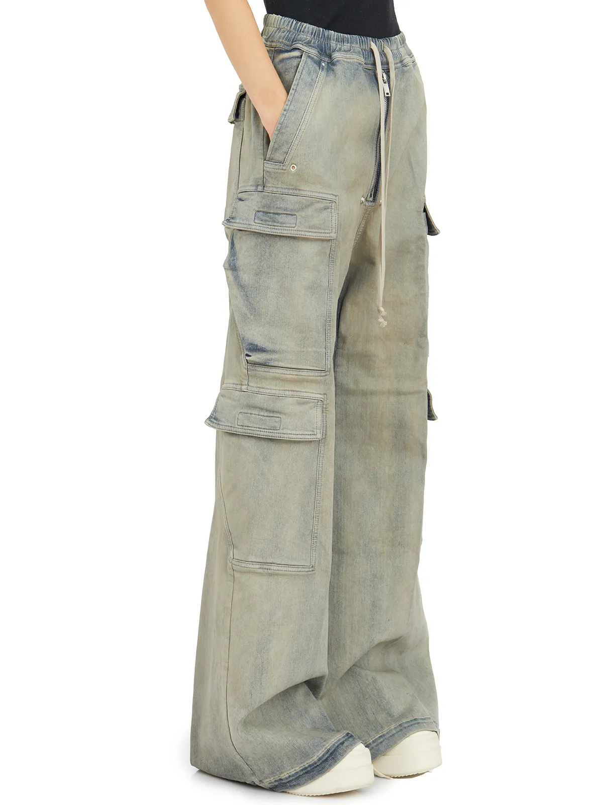 RICK OWENS DRKSHDW  PANTALONI IN DENIM DOUBLE CARGO JUMBO BELAS 