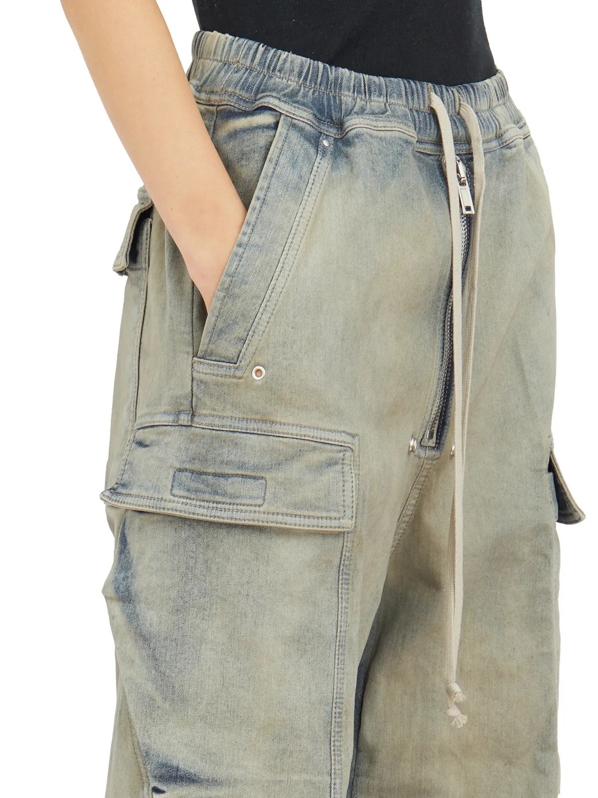 RICK OWENS DRKSHDW  PANTALONI IN DENIM DOUBLE CARGO JUMBO BELAS 
