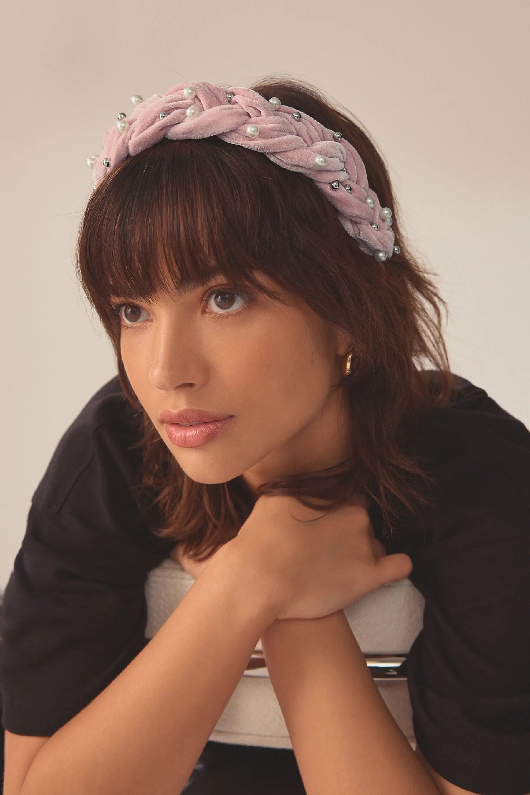 Rosa  - Fascia imbottita con perle