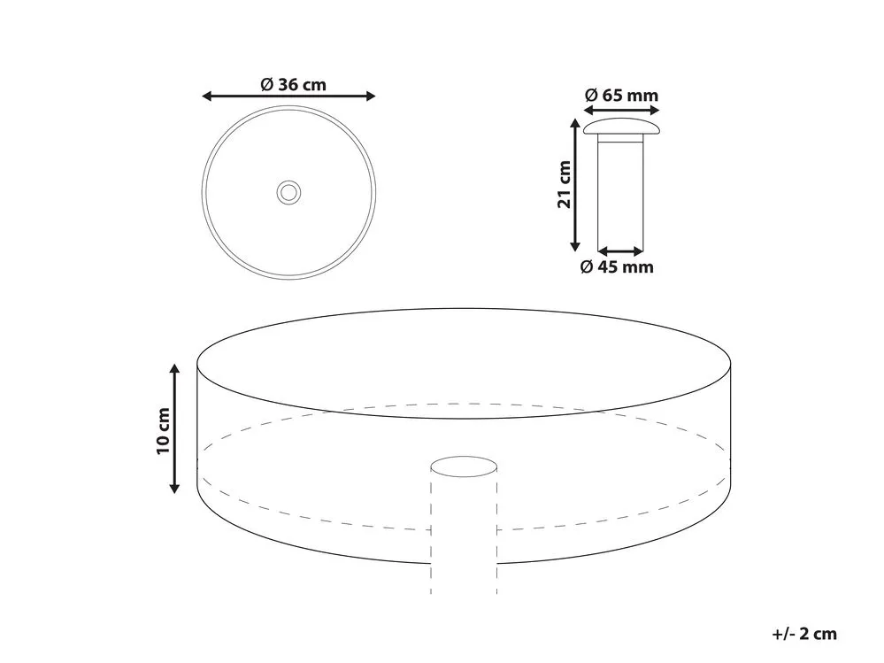 Round Countertop Basin ⌀ 360 mm Turquoise TOLOSA