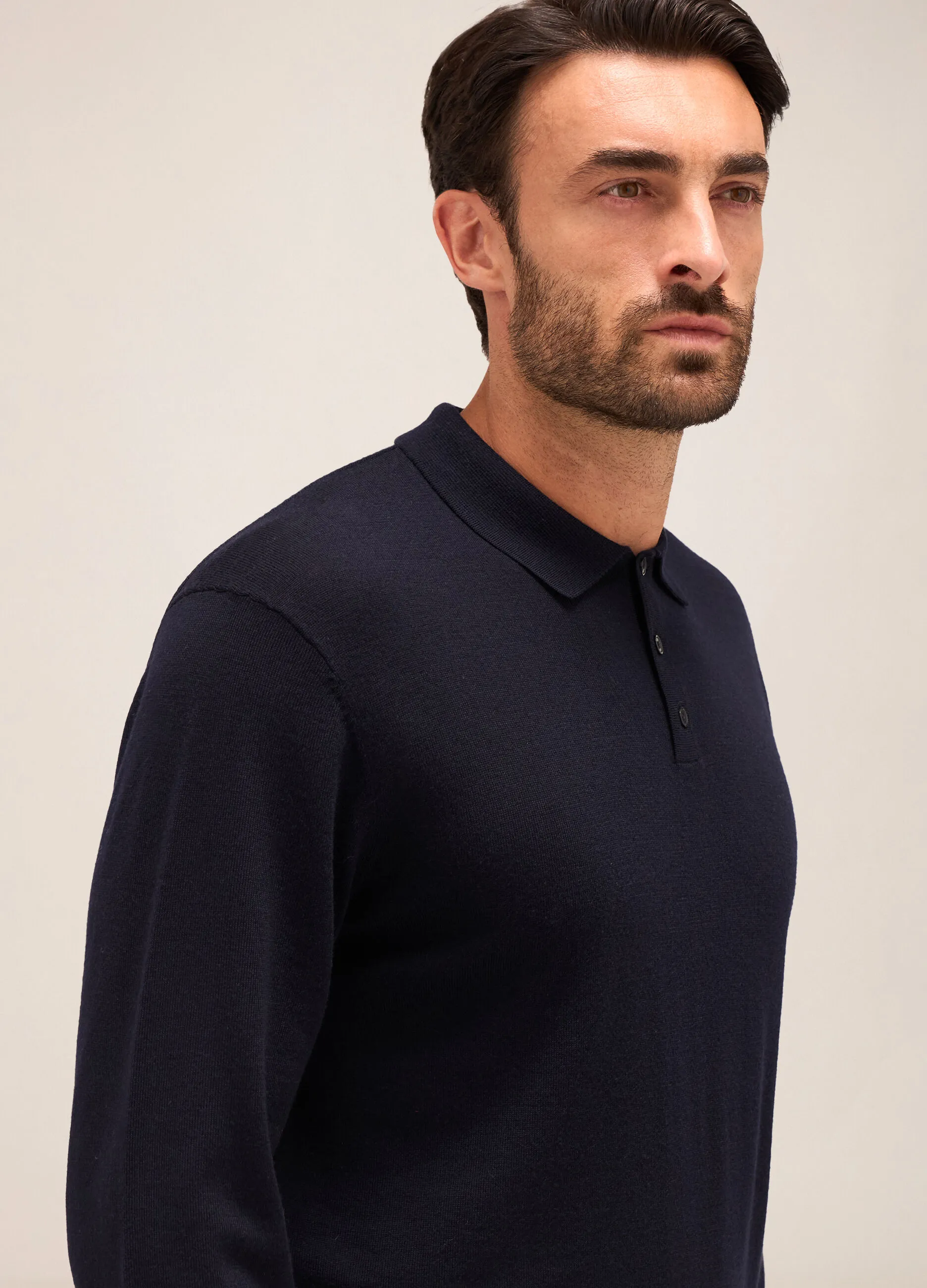 RUMFORD  Maglione colletto polo in pura lana merino uomo
