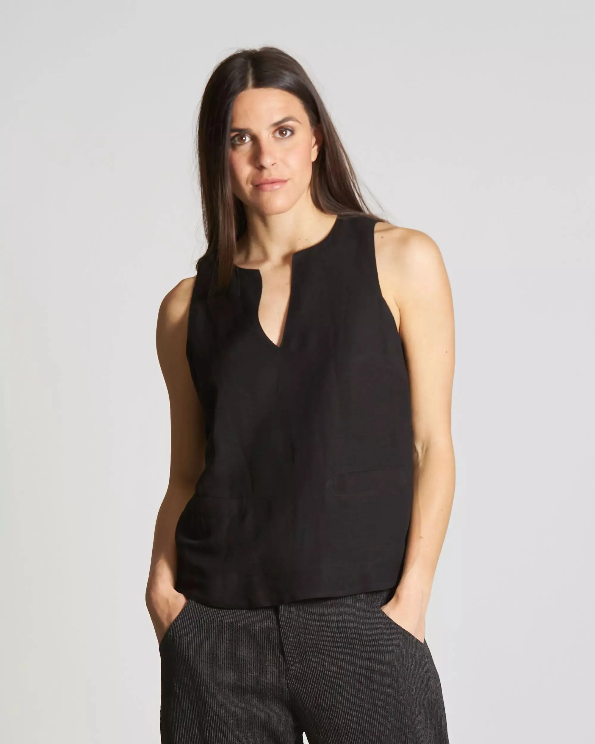 S4-45037 Top in Viscosa Lino Nero  