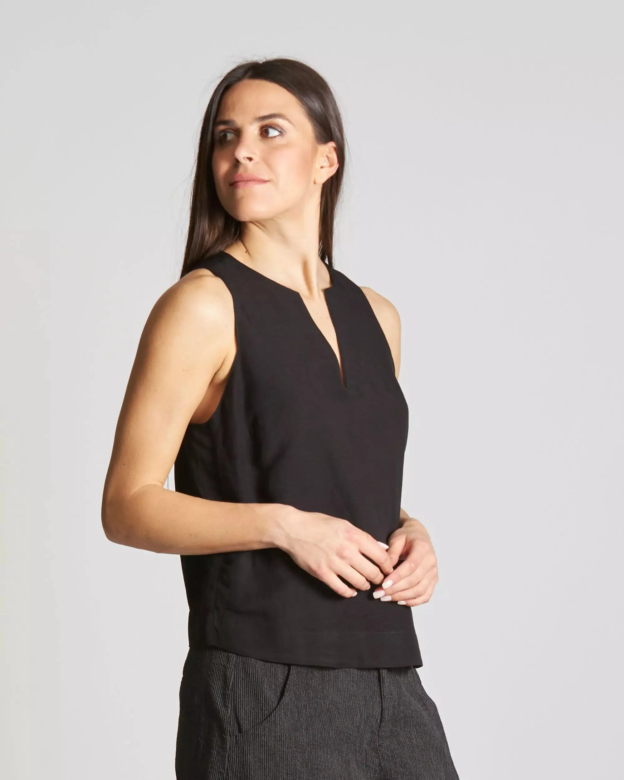 S4-45037 Top in Viscosa Lino Nero  