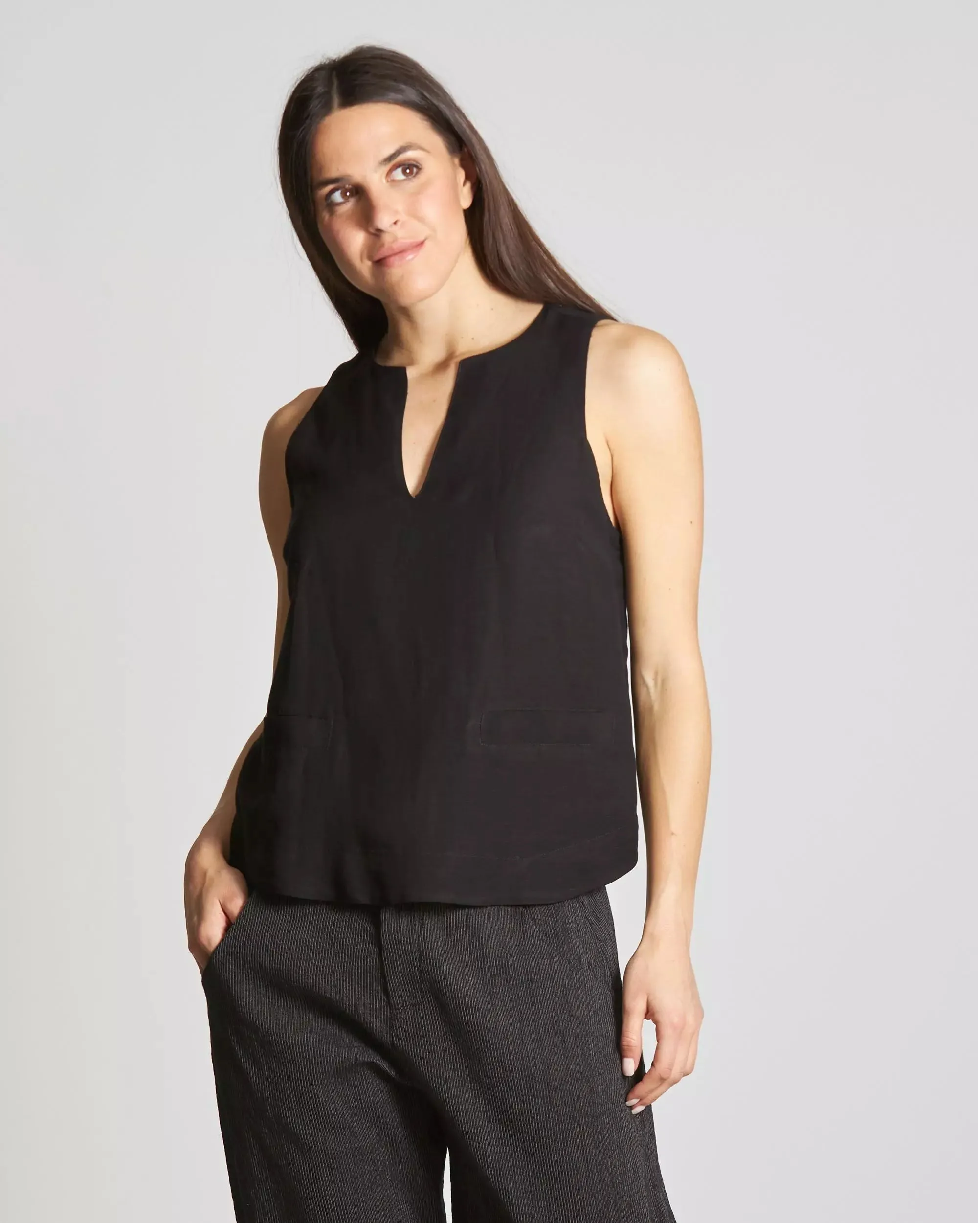 S4-45037 Top in Viscosa Lino Nero  