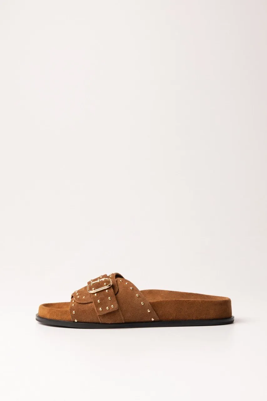 Sandali suede con borchie Tabacco