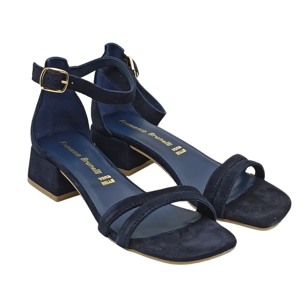 sandalo donna Francesco Brunelli BG330 camoscio blu