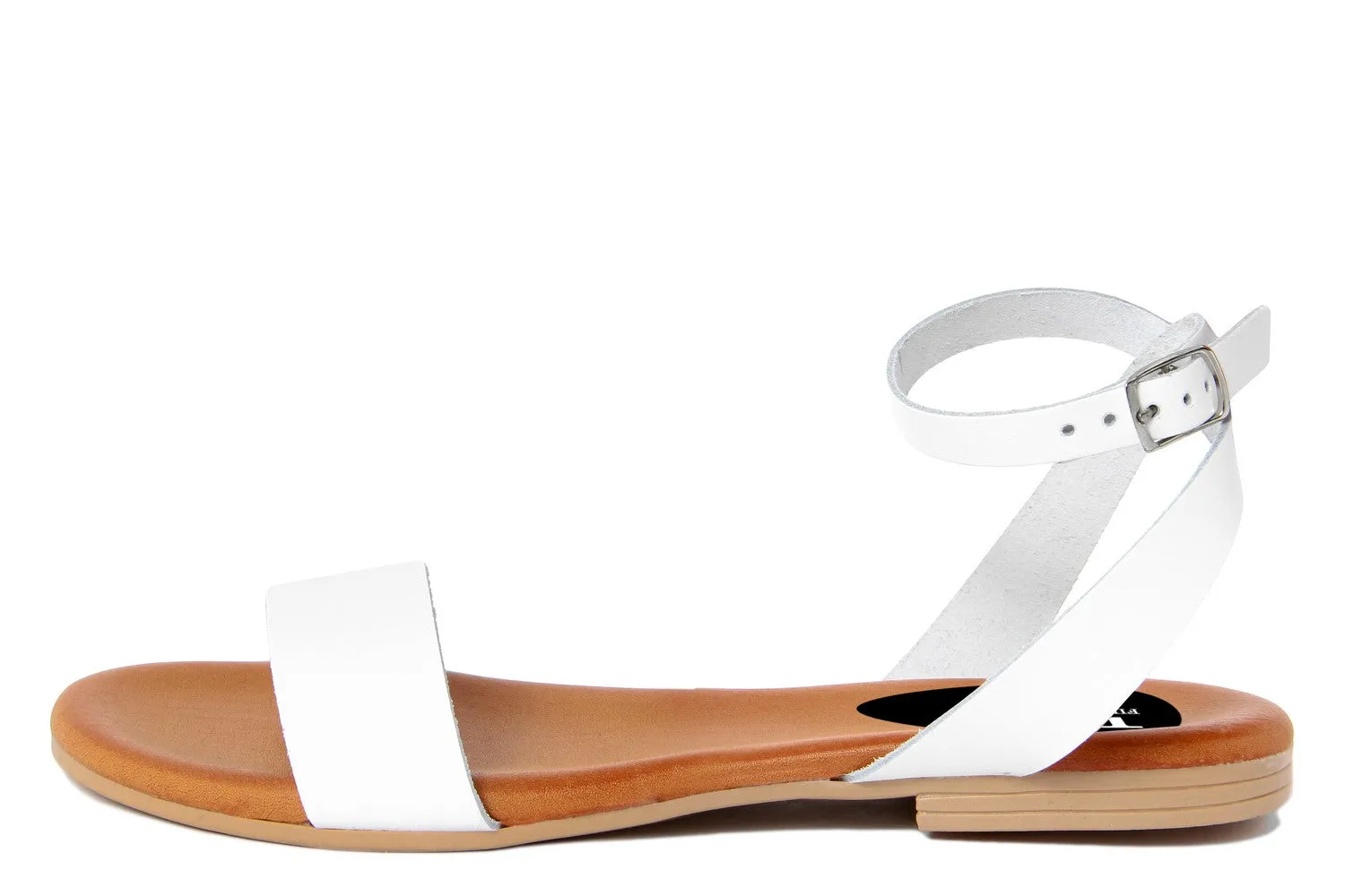 Sandalo flat Donna in Pelle Bianco