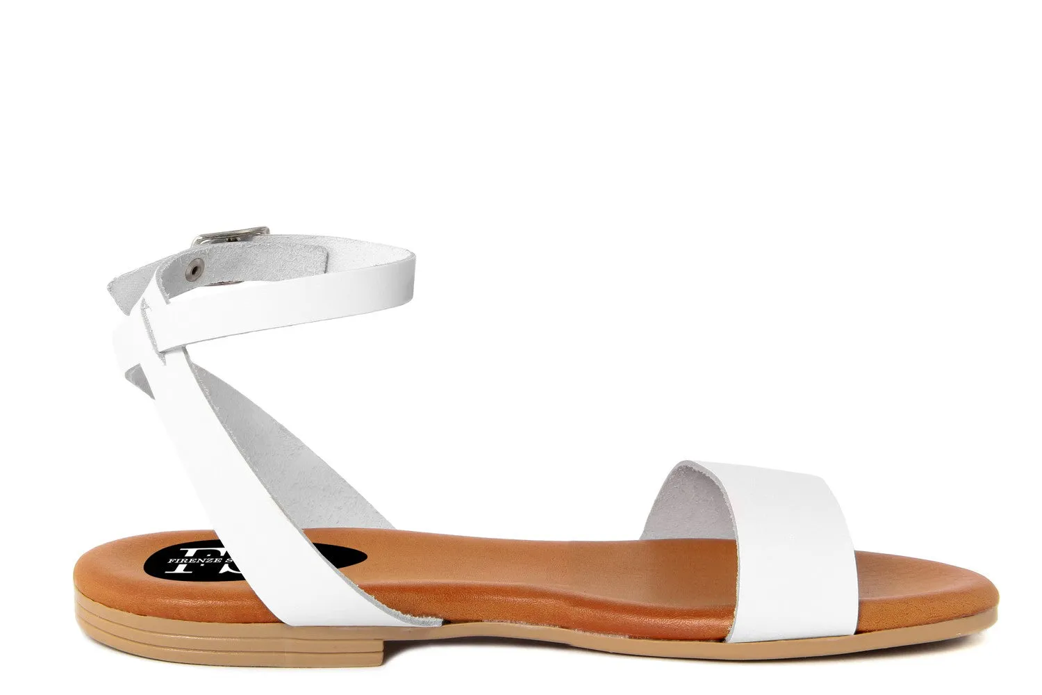 Sandalo flat Donna in Pelle Bianco