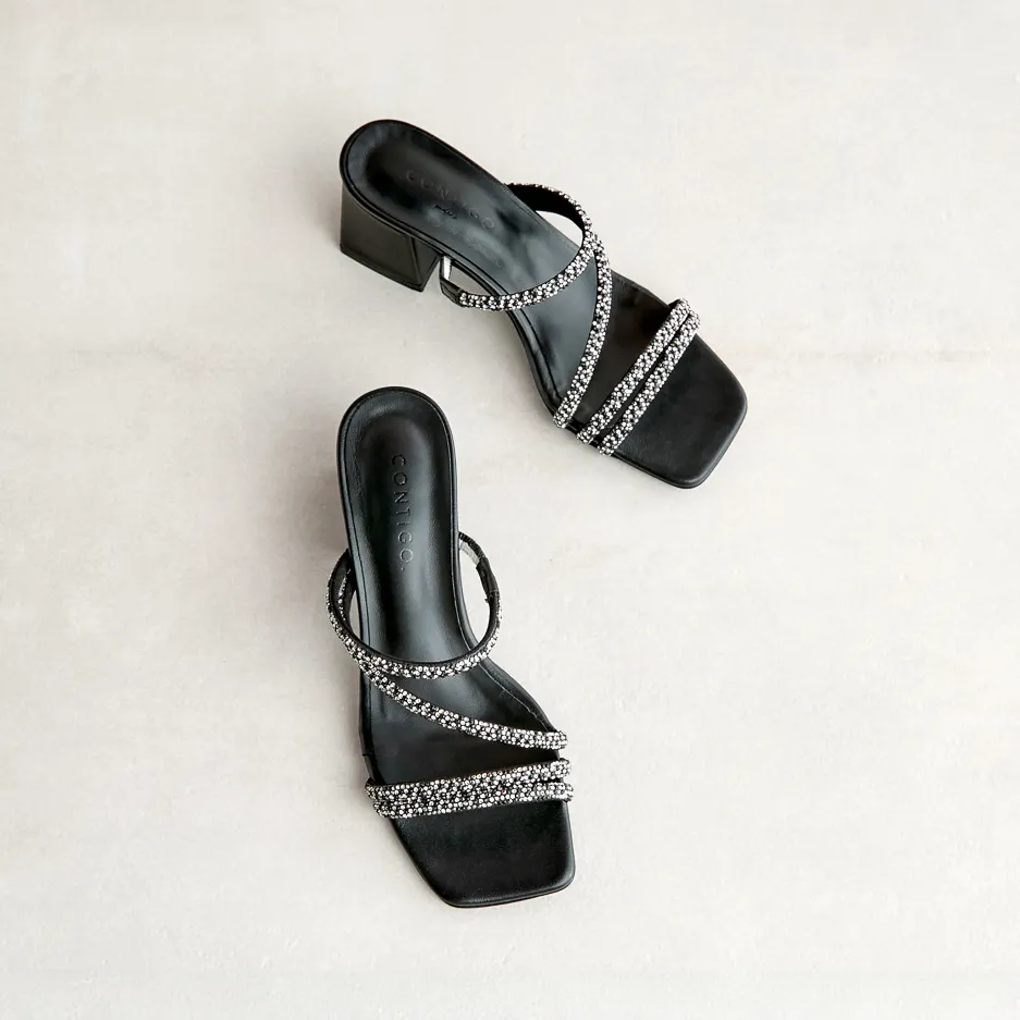 Sandalo Strass Nero
