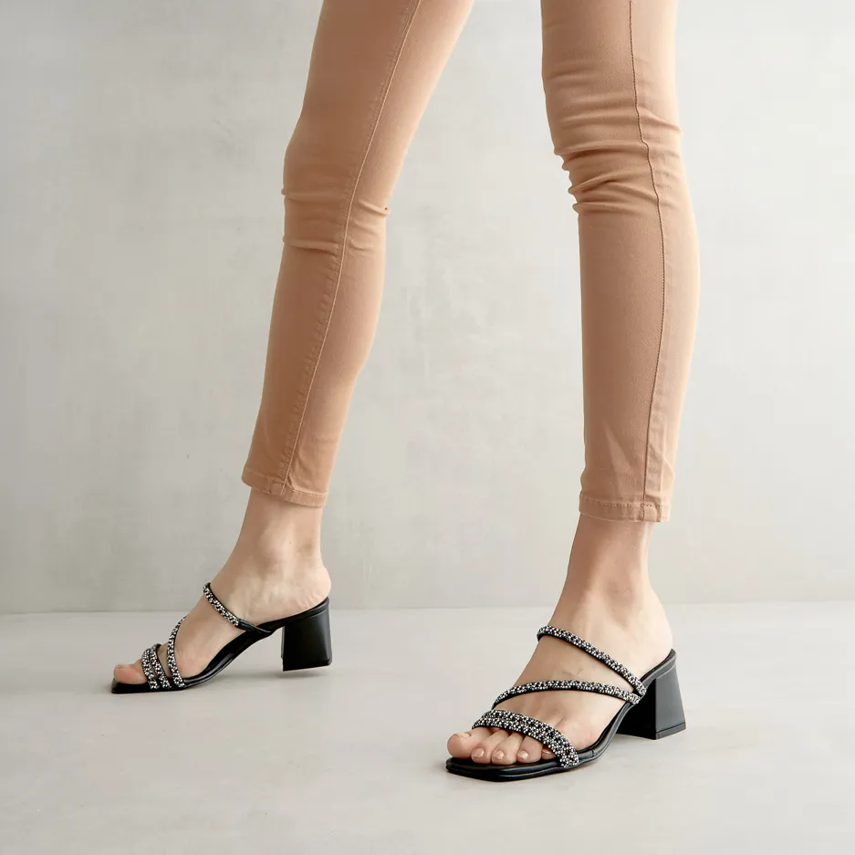 Sandalo Strass Nero