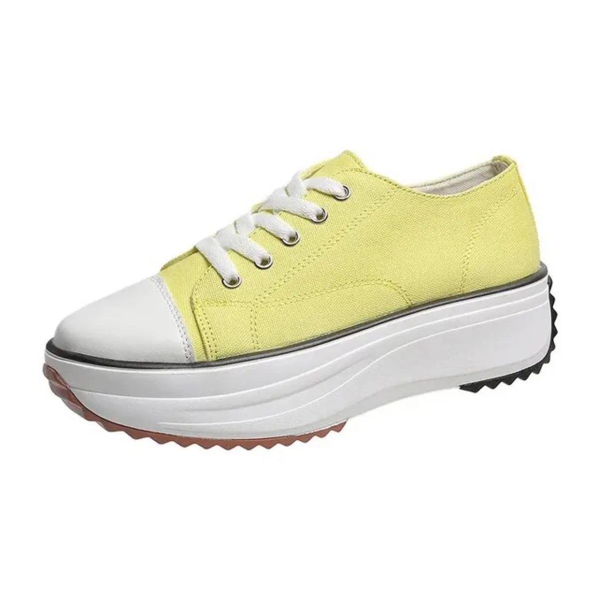 Scarpa singola da donna nuova punta tonda suola spessa casual scarpe di tela traspiranti con lacci sul davanti Scarpe da donna