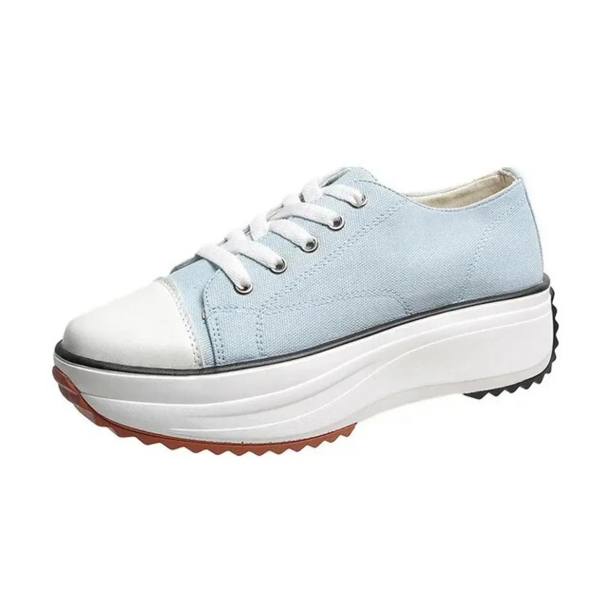 Scarpa singola da donna nuova punta tonda suola spessa casual scarpe di tela traspiranti con lacci sul davanti Scarpe da donna