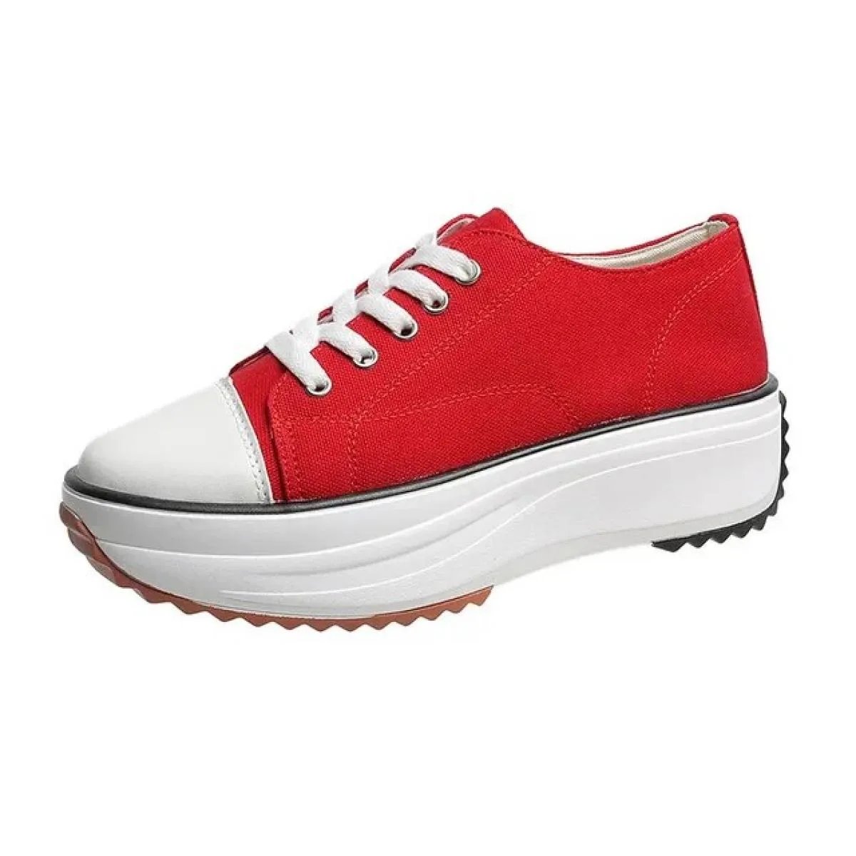 Scarpa singola da donna nuova punta tonda suola spessa casual scarpe di tela traspiranti con lacci sul davanti Scarpe da donna