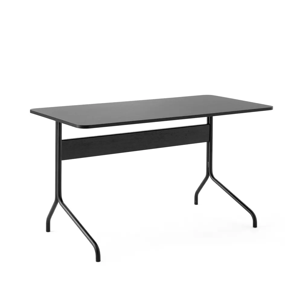 Scrivania Pavilion AV16.jf{font-size:18px}linoleum nero, rovere laccato nero, gambe nere