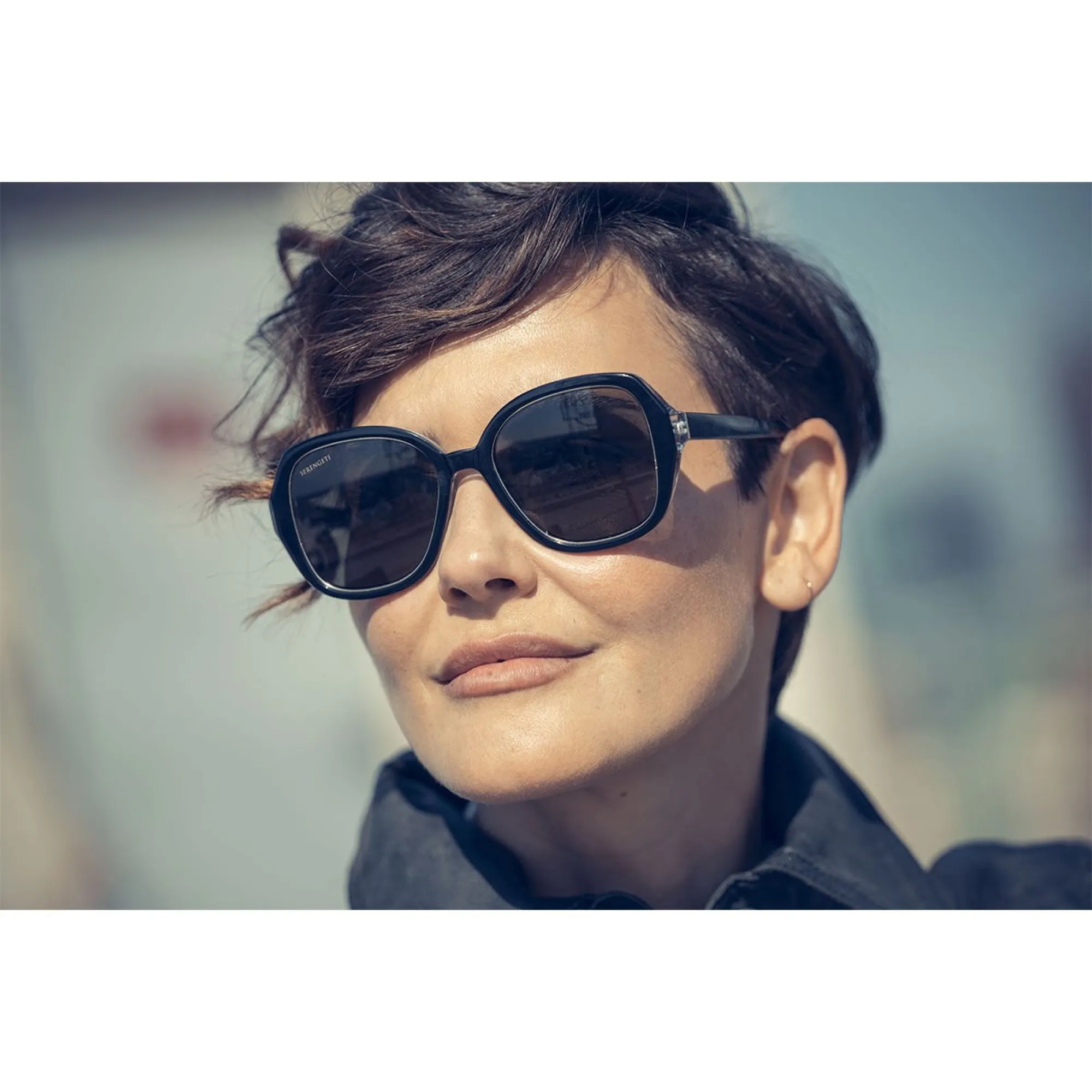   Serengeti HAYWORTH - SS538005 Strato Trasparente Nero Lucido | Occhiale Da Sole Donna 