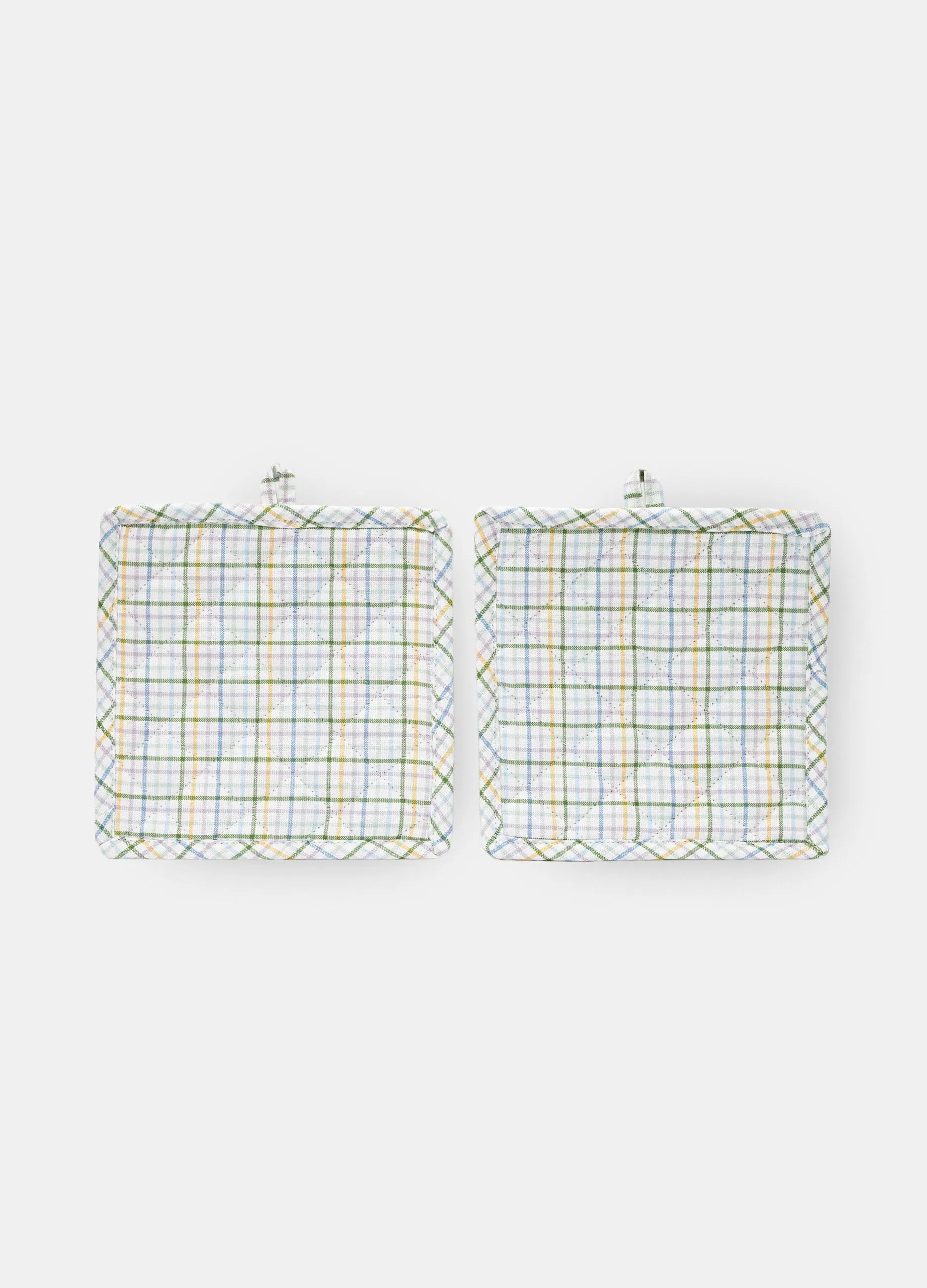 Set 2 presine in puro cotone a quadri