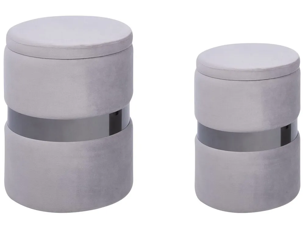 Set di 2 pouf portaoggetti velluto grigio DORIS