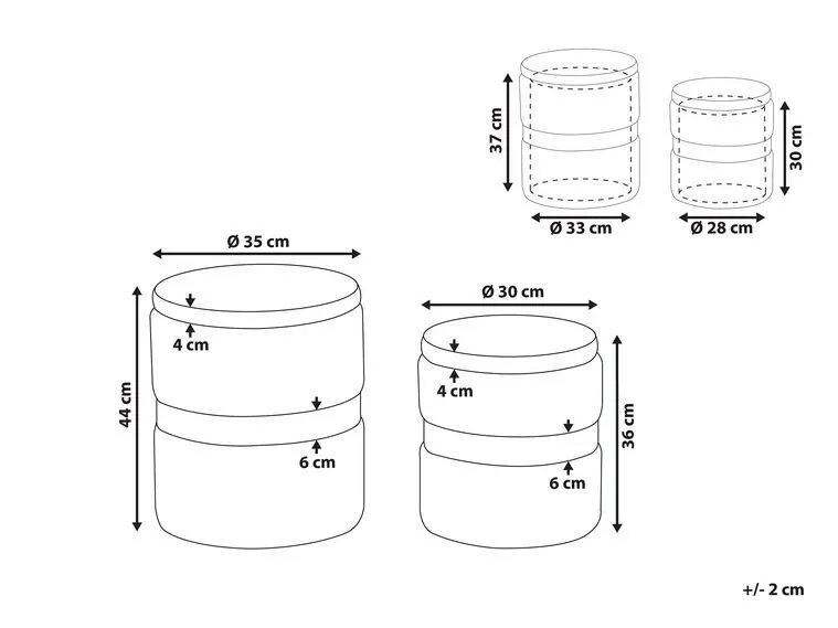 Set di 2 pouf portaoggetti velluto grigio DORIS