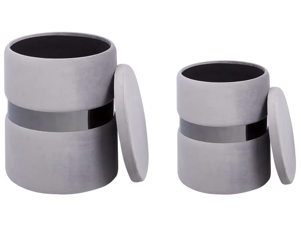 Set di 2 pouf portaoggetti velluto grigio DORIS