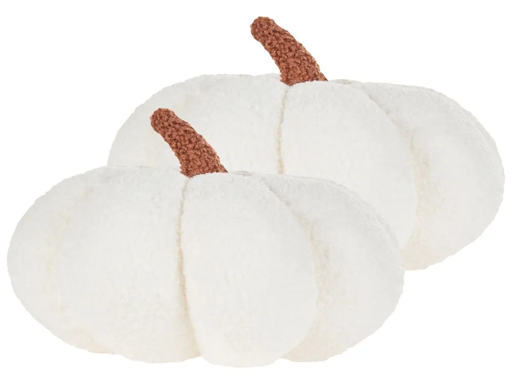 Set of 2 Boucle Cushions Pumpkin ⌀ 28 cm White MUNCHKIN