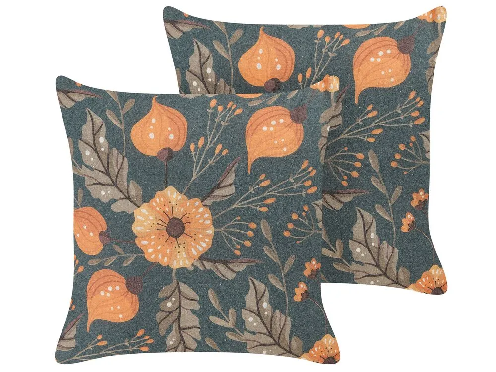 Set of 2 Decorative Cushions HAKONE 45 x 25 cm Light Beige Geometric Pattern