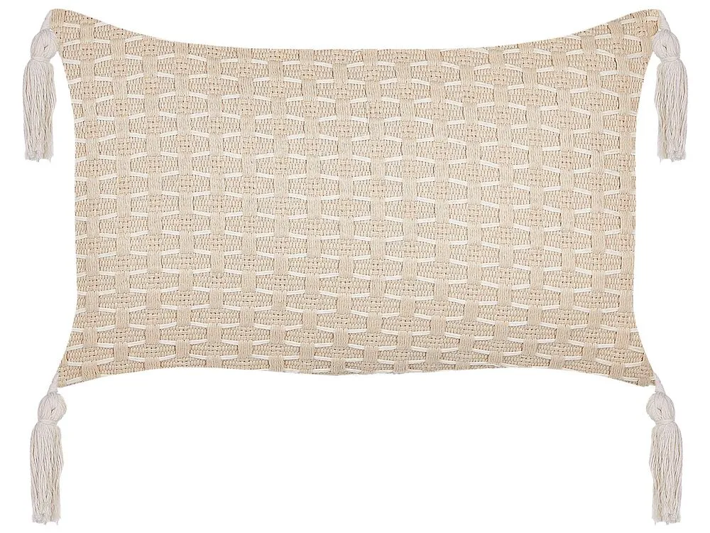 Set of 2 Decorative Cushions HAKONE 45 x 25 cm Light Beige Geometric Pattern