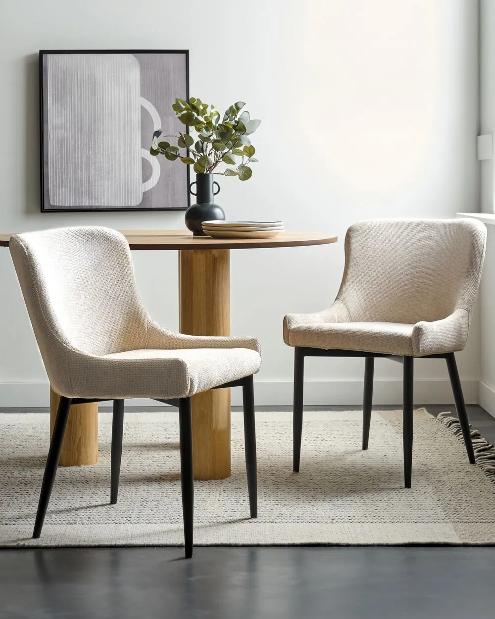 Set of 2 Dining Chairs EVERLY Light Beige