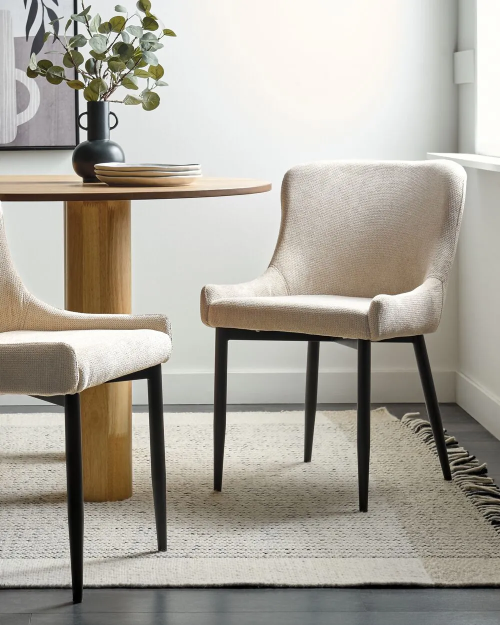 Set of 2 Dining Chairs EVERLY Light Beige