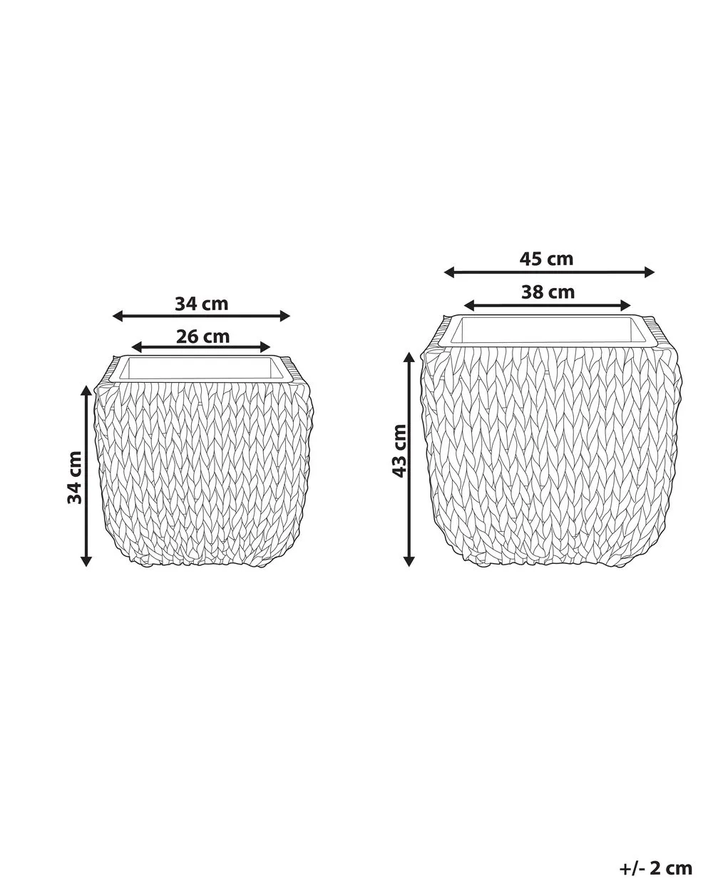 Set of 2 Plant Pots BERBERIS PE Rattan 34/45 cm Black