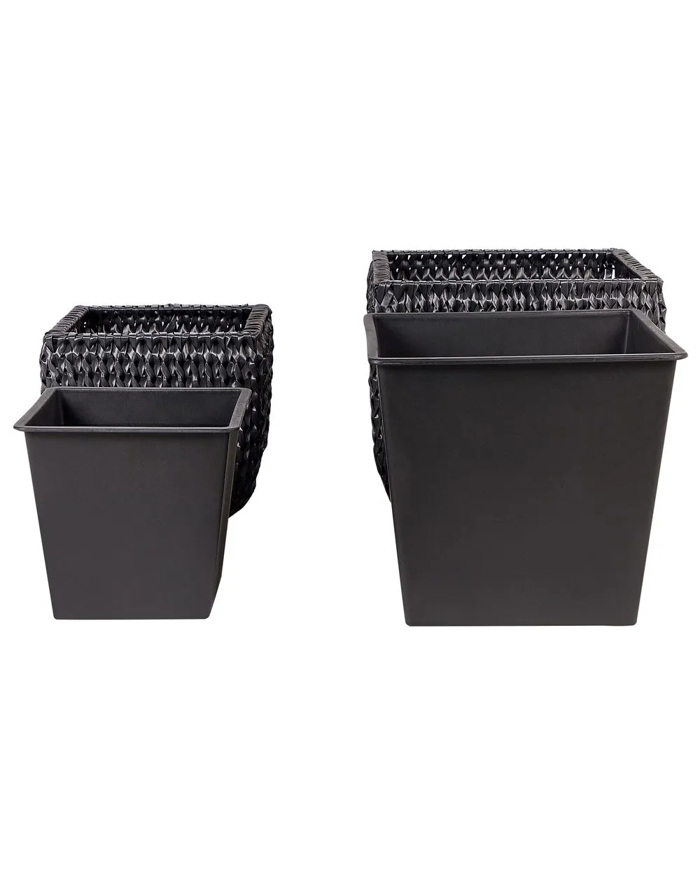 Set of 2 Plant Pots BERBERIS PE Rattan 34/45 cm Black