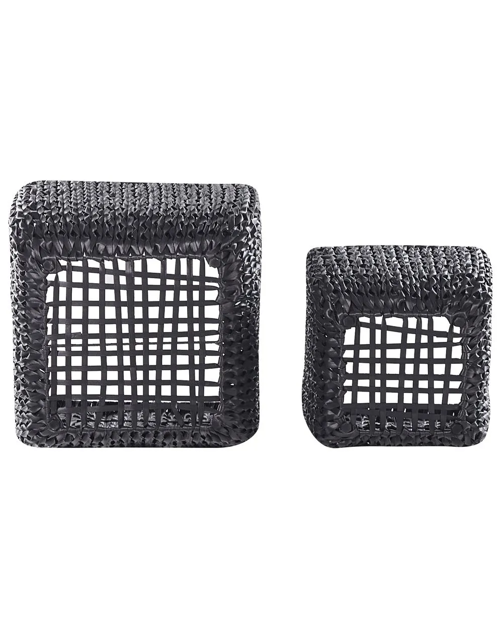 Set of 2 Plant Pots BERBERIS PE Rattan 34/45 cm Black
