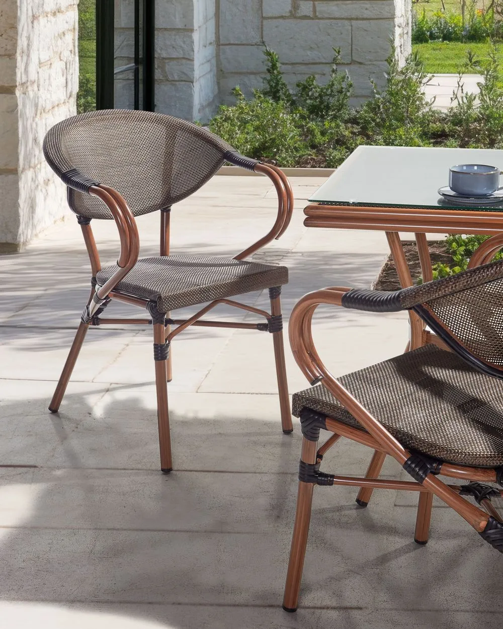 Set of 4 Garden Chairs CASPRI II Metal Grey