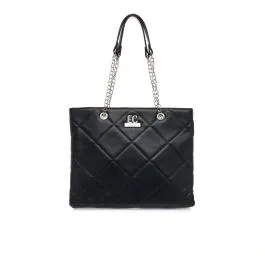 Shopper nera trapuntata con logo