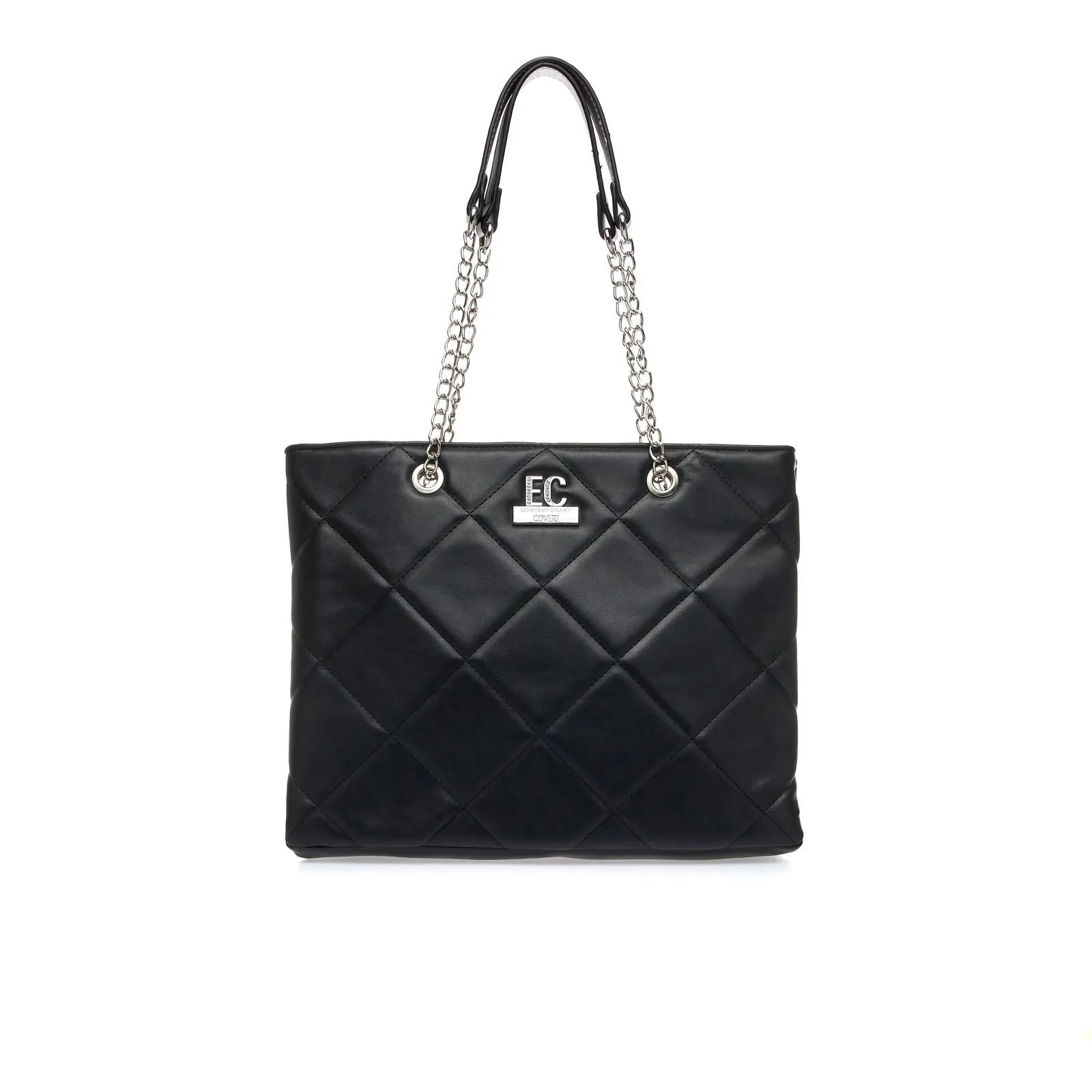 Shopper nera trapuntata con logo